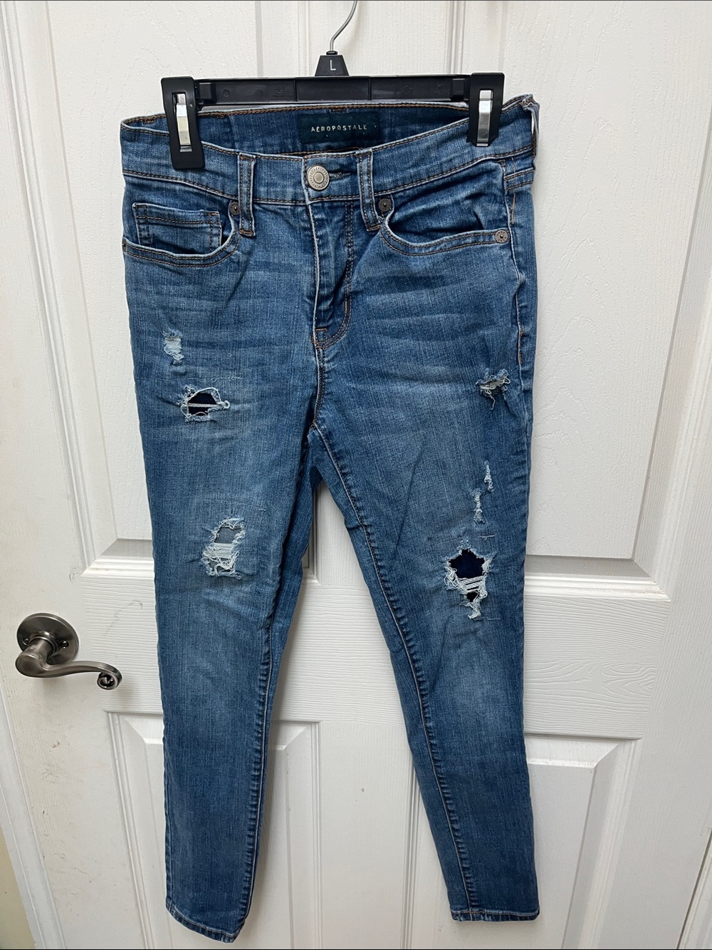 Aeropostale Juniors Blue Ripped Skinny Jeans Size 0